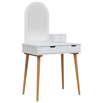 vidaXL Conjunto De Mesa De Tocador Fauske 3 Uds. Blanco Vidaxl