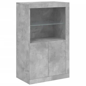 vidaXL Side Cabinet with led Lights Concrete Grey Engineered Wood Vidaxl