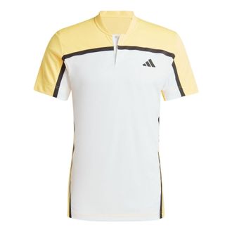 adidas Tennis HEAT.RDY Pro FreeLift Henley Polo Shirt Asia Sizing White Yellow IS8969