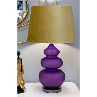 Dmora Lampada da tavolo Genovesi, Luce da scrivania, Luminaria da ufficio, Lampada da lavoro, 40x40 h70 cm, Viola e Giallo - Dmora