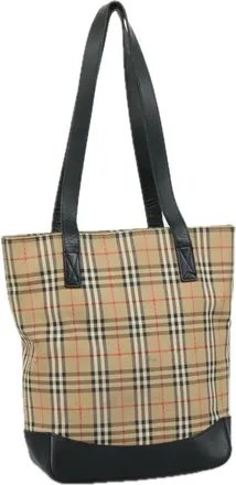 Burberry Nova Check Beige Canvas Tote Bag (Pre-Owned)