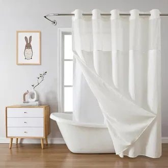 OEM Cortina De Ducha De Doble Capa Con Textura De Gofre, 180 Cm X 190 Cm, Color Liso, Con Anilla Grande, Impermeable Y Extra&iacute;ble