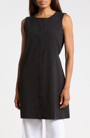 Eileen Fisher Longline Stretch Organic Cotton Vest in Black at Nordstrom Rack, Size X-Large