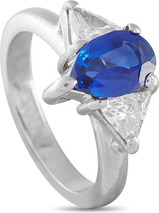 Luxury Bazaar Platinum 0.60ct Diamond and Sapphire Ring MF14-051526