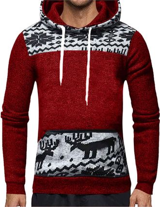 Generic MenS Christmas Hoodie, MenS Fair Isle Hoodie, MenS Reindeer Print Hoodie, MenS Festive Holiday Hoodie, MenS Winter Knit Hoodie, MenS Nordic Pattern Ho