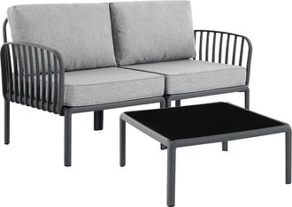 Vente-Unique Salotto da giardino in polipropilene: un divano 2 posti e un tavolino - Antracite - CASILMA di MYLIA