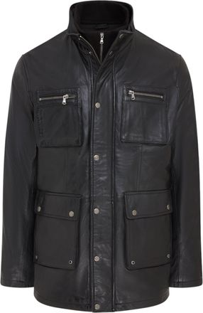 Infinity Leather Heren zwarte leren militaire jas - Buitenjas - Veld