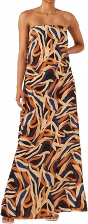 Shona Joy Palma Silk Strapless Column Maxi Dress In Cobalt/multi