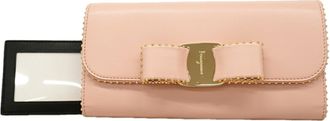 Ferragamo Pink Leather Long Wallet (Bi-Fold) (Pre-Owned)