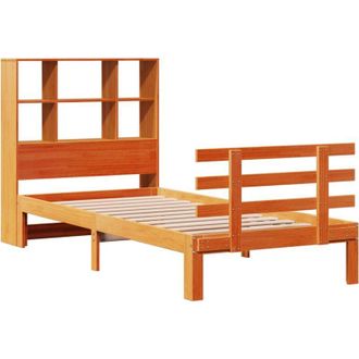 vidaXL Bookcase Bed without Mattress Wax Brown 75x190 cm Small Single Solid Wood Pine Vidaxl