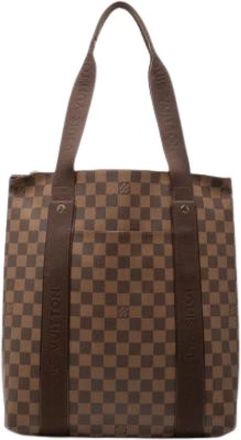 Louis Vuitton Pre-owned Damier Ebene Canvas Tote Bag - Dames - Vintage Shopper - Bruin - ONE Size - Leer - Vintage