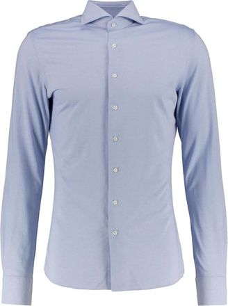 Profuomo Camicia in Jersey Lavorato a Maglia Slim Fit Giapponese - - Shirts - Uomo - Blu - M