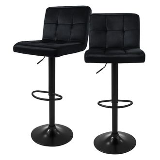 ML Design Ml-design Juego De 2x Taburetes De Bar Tapizados En Piel Sint&eacute;tica Pu Negro Sillas Con Respaldo Ergon&oacute;mico Y Reposapi&eacute;s Asiento C&oacute;modo De Mostrador Re