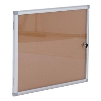 Hhg [nunca Usado] Vitrina Hhg-951, Pizarra De Corcho Con Superficie De Corcho, De Aluminio, Con Cerradura, Accesorios Incluidos, 65 X 68 X 7 Cm