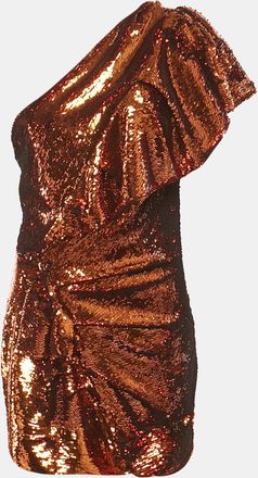 Alexandre Vauthier Metallic Sequin One-Shoulder Ruffled Mini Dress