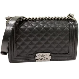 Chanel Tweedehands leren schoudertassen - Dames - Pre-owned - Zwart - Maat: ONE Size Leer