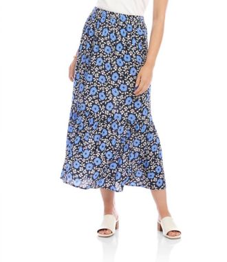 Karen Kane Front Slit Midi Skirt In Print Floral