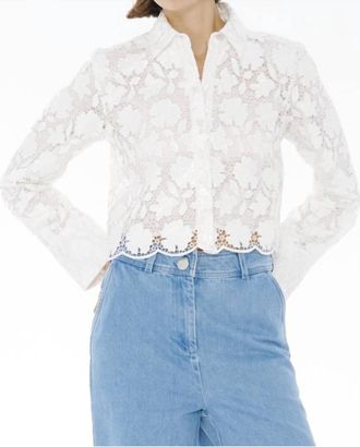 Toccin Beatrix Collared Button Front Top In Optic