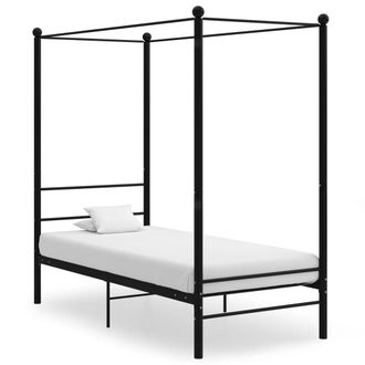 Berkfield Home Canopy Bed Frame Black Metal 90x200 cm