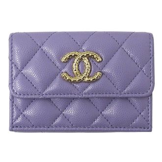Chanel Purple Grained Calfskin Wallet (Tri-Fold) (Pre-Owned)