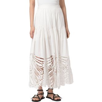 AllSaints Femi Openwork Maxi Skirt in Chalk White at Nordstrom, Size 12 Us