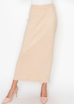 YAL New York Cable Texture Knit Skirt in Oatmeal
