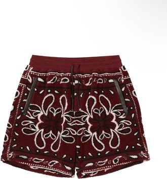 Amiri Printed Bandana Fleece Shorts- Red / Black