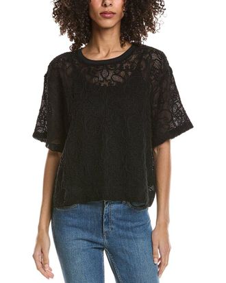 Johnny Was Textured Mesh Boxy Top