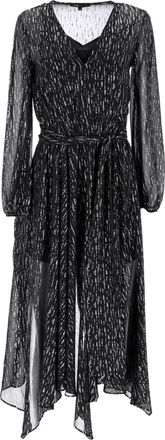 Maje Route midi-jurk van metallic georgette met plooien in zwart polyester