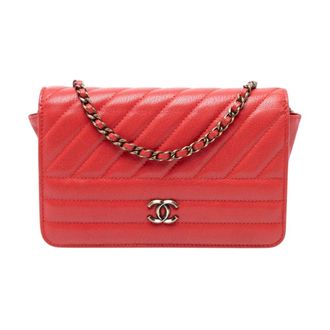 Chanel Pre-owned Chevron Flap Wallet - Dames - Pre-owned - Rood - Maat: ONE Size