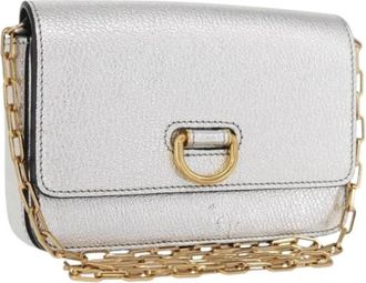 Burberry Pre-owned Leather Shoulder Bag - Dames - Vintage Schoudertas - Grijs - ONE Size - Leer - Vintage