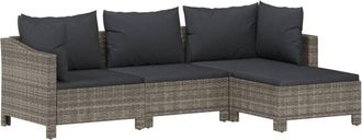 vidaXL Set De Muebles De Jard&iacute;n 4 Pzas Y Cojines Rat&aacute;n Sint&eacute;tico Gris Vidaxl