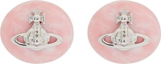 Vivienne Westwood Maude Marble orb Brass Stud Earrings - Pink - One Size