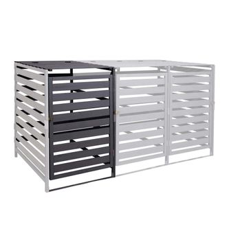 Hhg Hhg - Extensi&oacute;n De Tapa De Cubo De Basura Xl 1pc/2pc 714, Caja De Cubo De Basura, 114x67x97cm Madera Maciza, Antracita