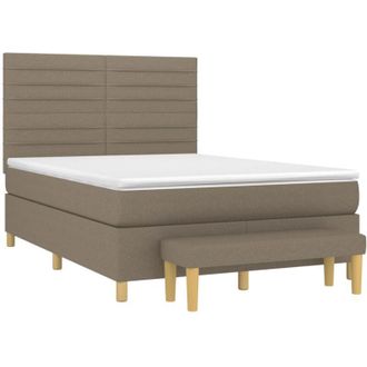 vidaXL Cama Box Spring Con Colch&oacute;n Tela Gris Taupe 140x200 Cm Vidaxl