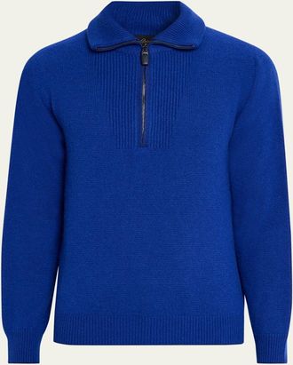 Brioni Mens Cashmere and Silk Knit Half-Zip Sweater