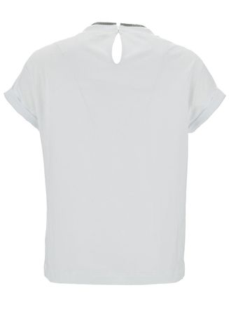 Brunello Cucinelli Womens T-Shirt With Monile Detail White Cotton T-Shirts & Jerseys