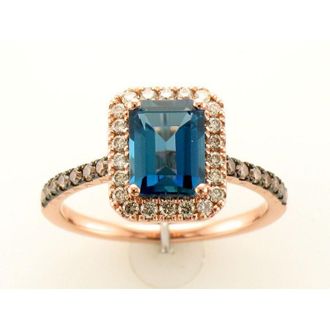 Le Vian Ladies Deep Sea Blue Topaz Rings set in 14K Strawberry Gold