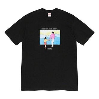 SUPREME FW19 Week 1 Heaven and Earth Tee Printing Short Sleeve Unisex Black SUP-FW19-192