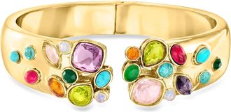 Ross-Simons 14kt Yellow Gold-Plated Cuff Bracelet With Simulated Multicolored Gemstones