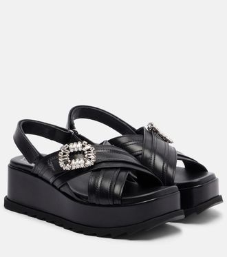 Roger Vivier Sandalias con plataforma Strass Buckle de piel adornadas