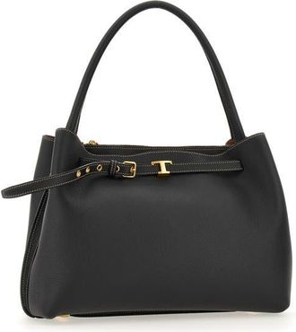 Tod's T Timeless Leather Top Handle Bag in Nero at Nordstrom