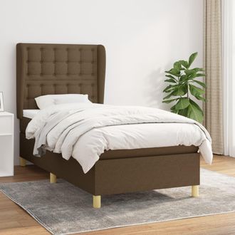 vidaXL Vidaxl - Cama Box Spring Con Colch&oacute;n Tela Marr&oacute;n Oscuro 100x200 Cm