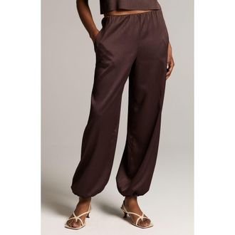 Vince Pliss&eacute; Drawcord-Hem Satin Pants in Iron at Nordstrom, Size X-Large