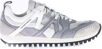 Emporio Armani Grijs en Witte Sneakers - Heren - Sneakers - Grijs - 41 1/2 EU - Polyester - Schoenen