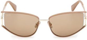 Max Mara Menton 58mm Cat Eye Sunglasses in Pale Gold/Solid Camel/Brown at Nordstrom