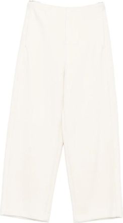 Max Mara Cropped Trousers, female, White, Size: S Ivory Wool Cotton Trousers