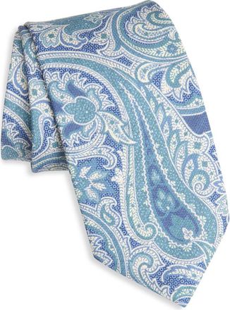 David Donahue Paisley Silk Tie in Petrol at Nordstrom