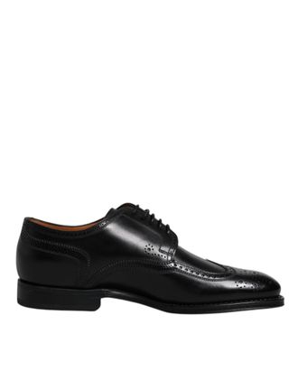 Dolce & Gabbana Black Leather Derby Wingtip Formal Mens Shoes