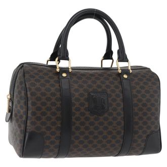 Celine Vintage Duffle Bag Macadam Coated Canvas Black Canvas Handbag (Pre-Owned)